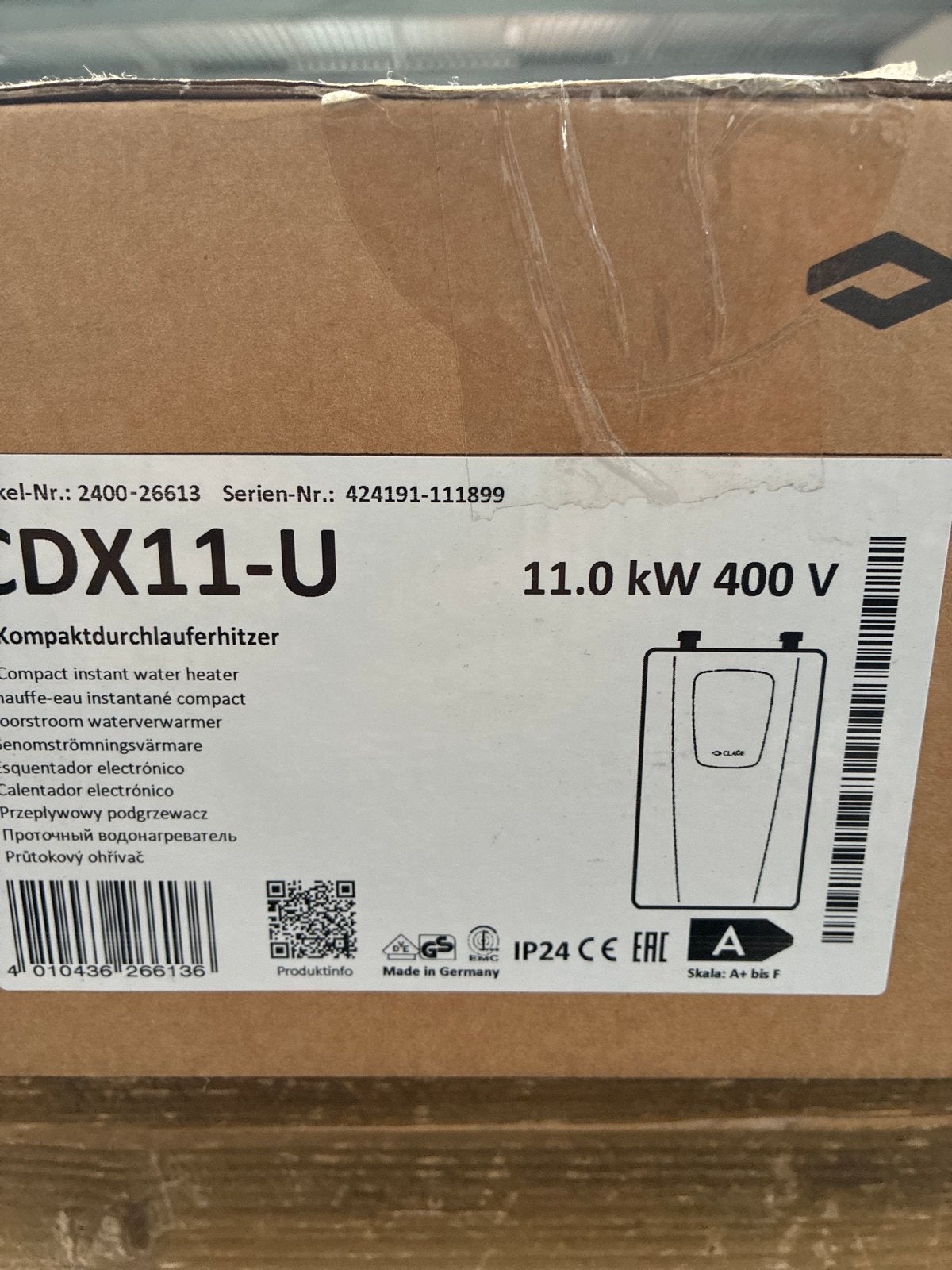 Clage E-compacte doorstroomverwarmer CDX 11-U 11kW, Doe-het-zelf en Verbouw, Ophalen of Verzenden, Minder dan 3 jaar oud, Minder dan 20 liter