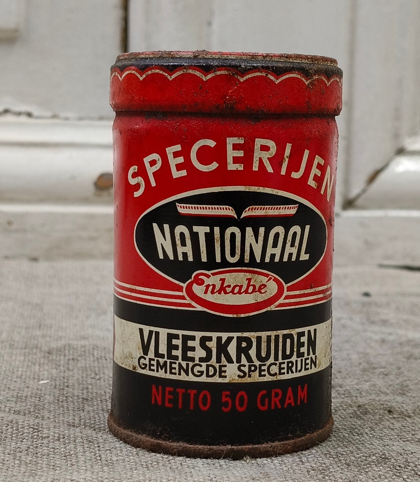 Oud kruiden blikje Nationaal Enkabé, Verzamelen, Ophalen of Verzenden, Gebruikt, Overige