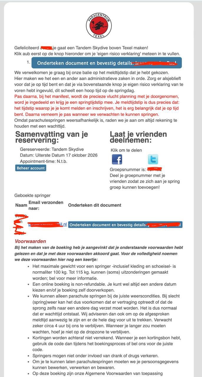 Ticket tandemsprong Texel, Tickets en Kaartjes, Eén persoon