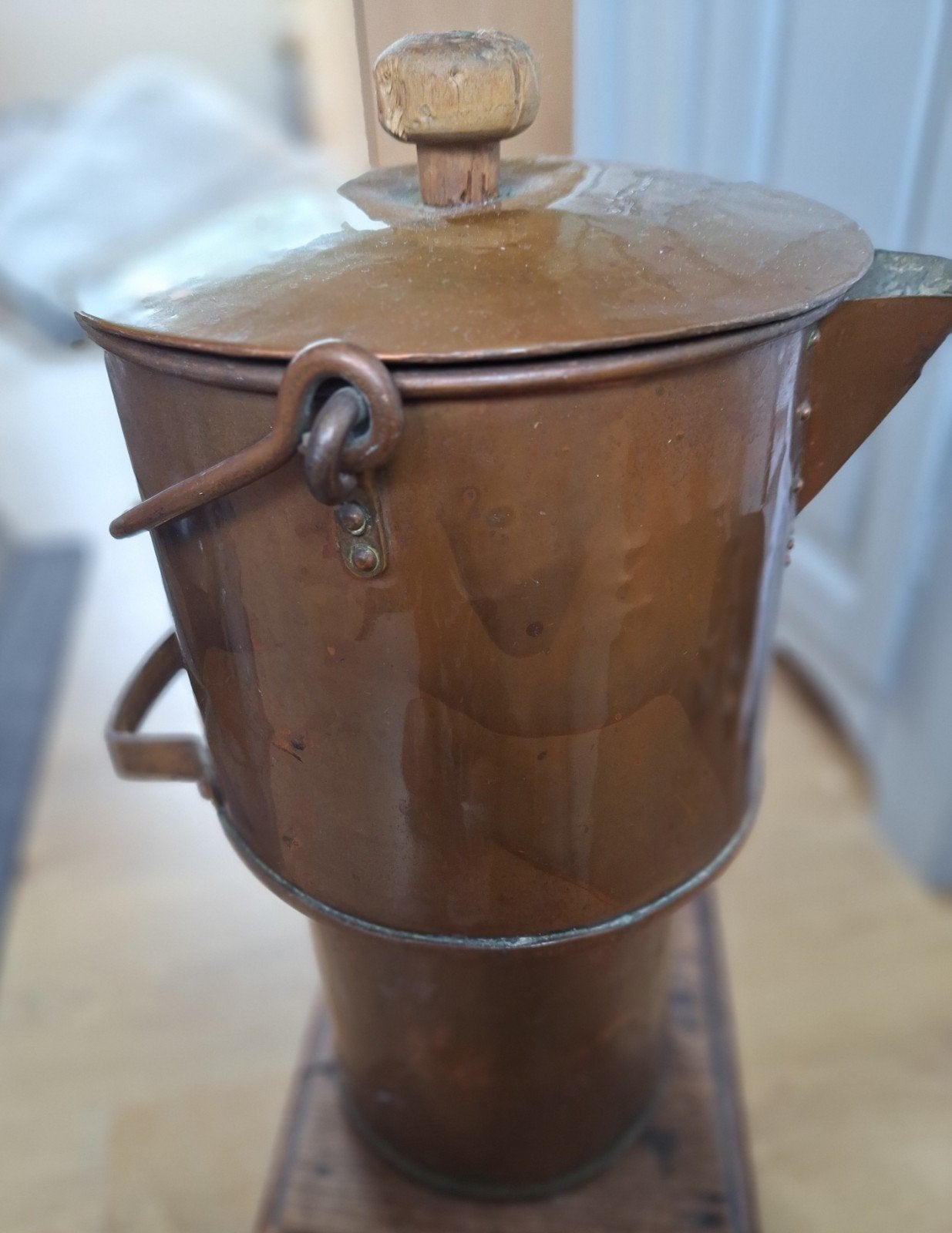 Antieke Koperen Koffiekan / Waterketel, Antiek en Kunst, Ophalen of Verzenden, Koper