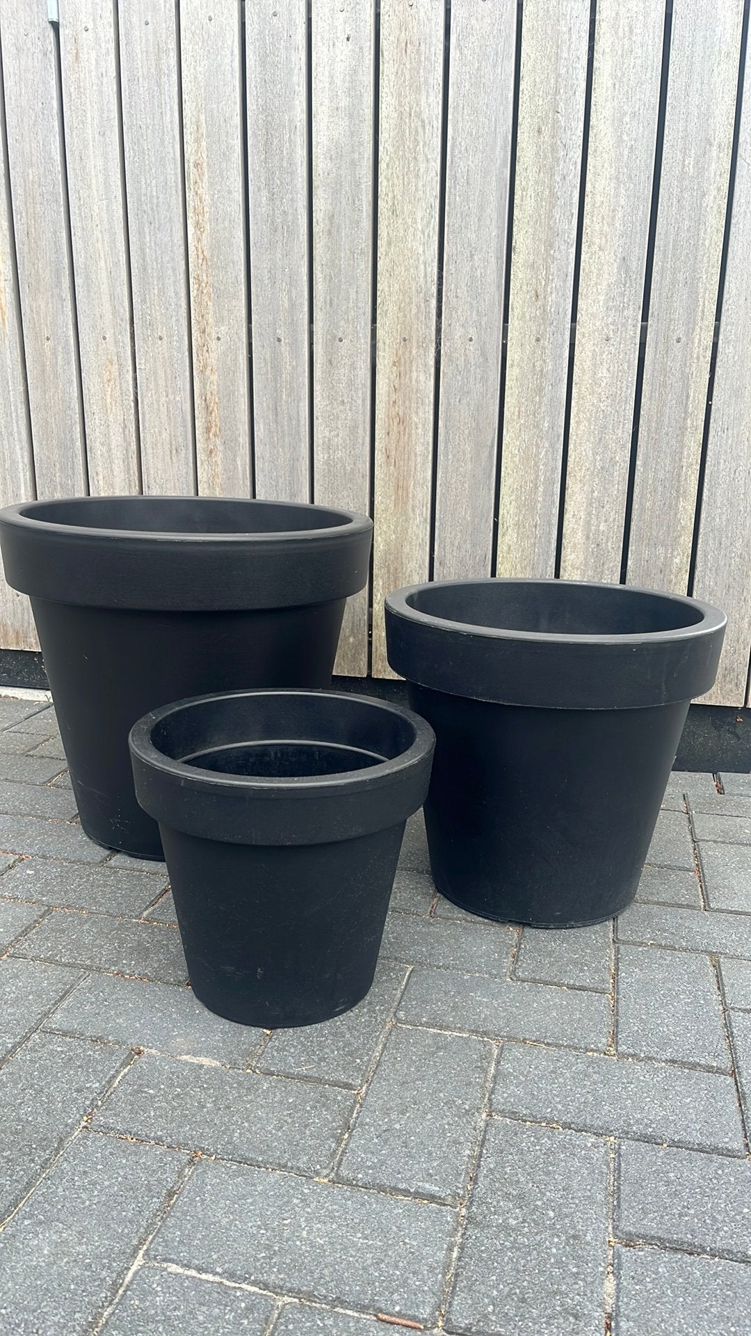 Bloempotten 3 stuks zwart, Ophalen, Kunststof, Minder dan 30 cm, Rond