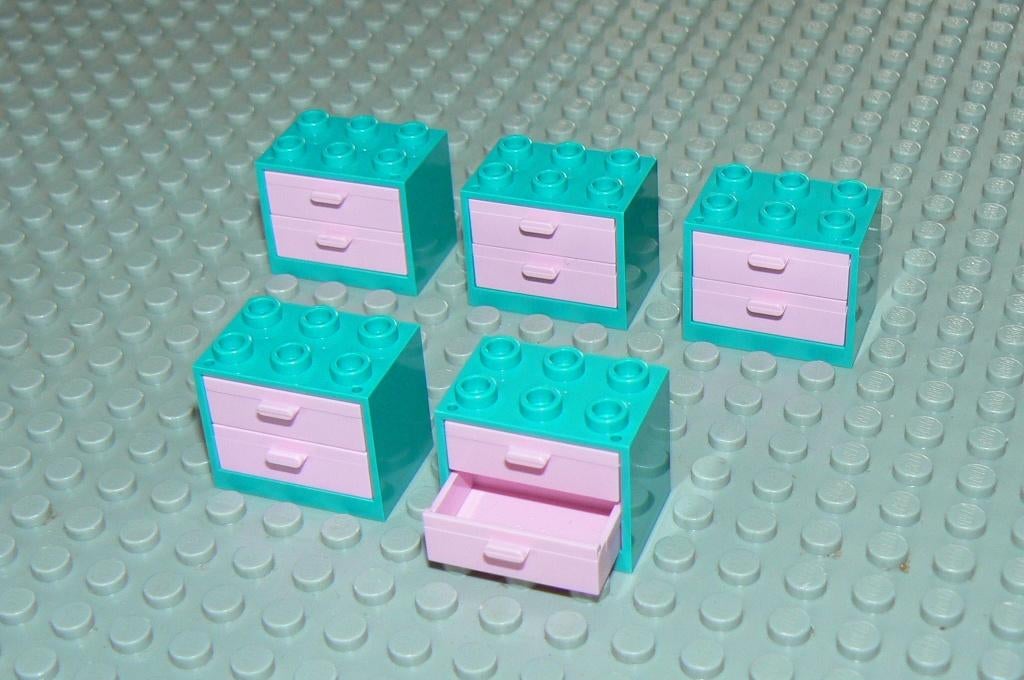 L1267 Kastje 2x3x2 met roze laden 5 st., Kinderen en Baby's, Speelgoed | Duplo en Lego, Ophalen of Verzenden, Nieuw, Losse stenen