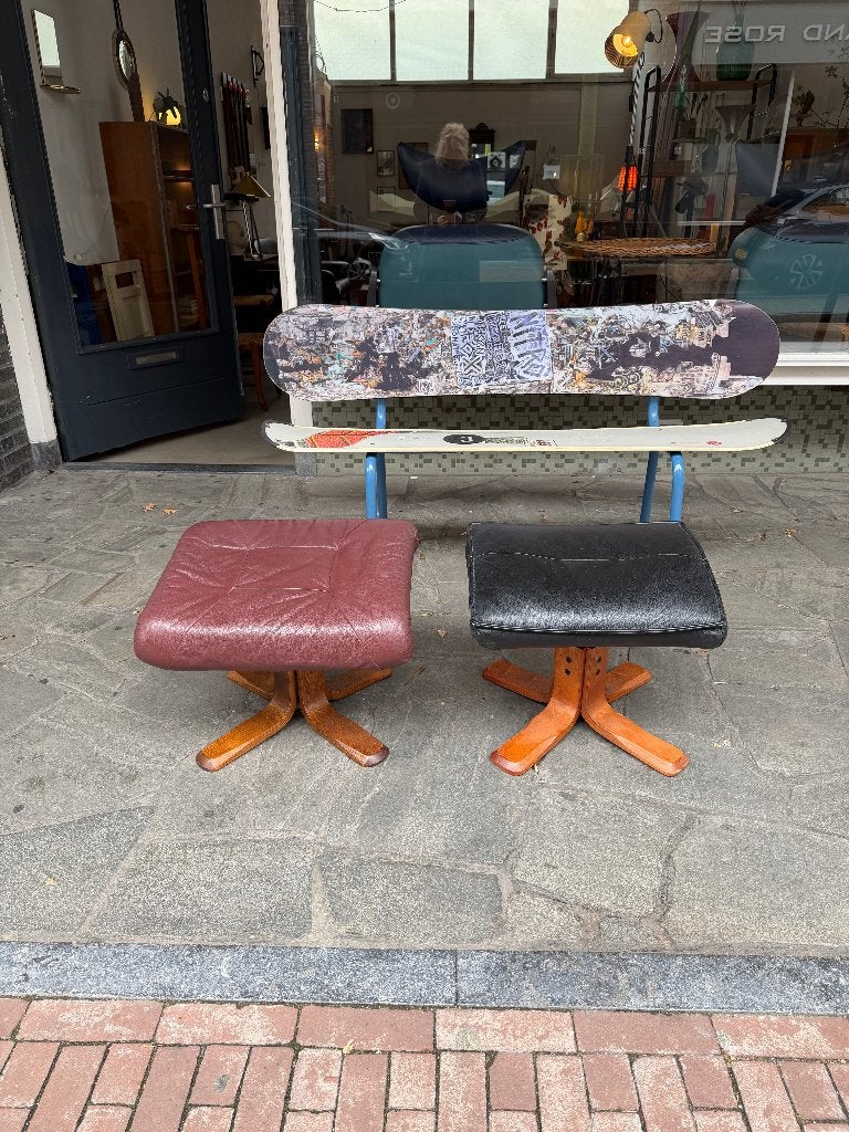 SALE: Vintage voetenbankjes, oud design poef, ottoman, Ophalen, Minder dan 50 cm, Gebruikt, Onbekend