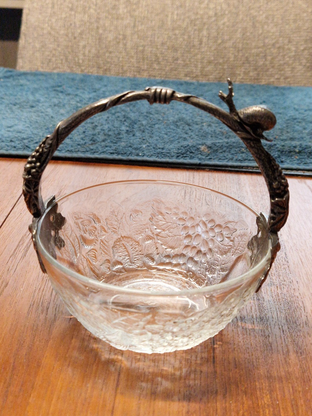 Vintage loodkristallen schaaltje decoratief tinnen hengsel, Ophalen of Verzenden