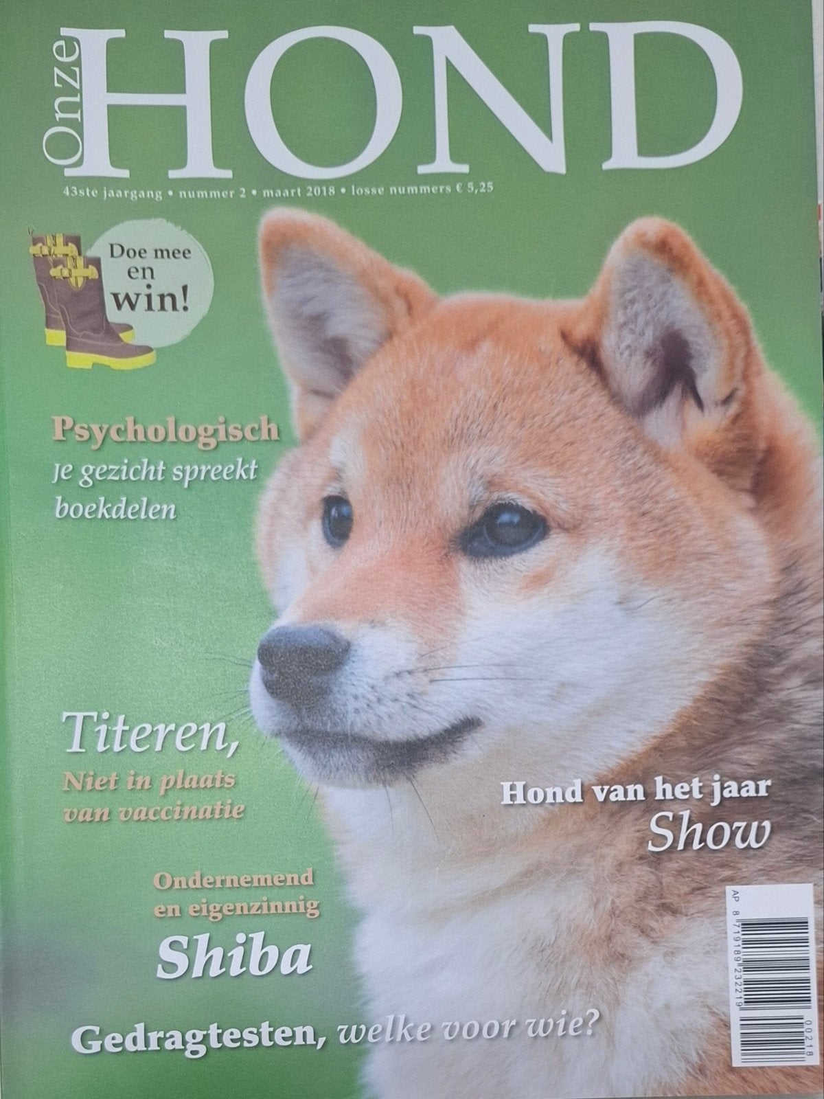 Onze Hond 2018 nr 2 Nieuw Shiba, Ophalen of Verzenden, Nieuw, Honden