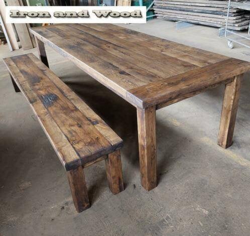 Maatwerk eet / kloostertafels van oud eiken wagonplanken, Ophalen, Nieuw, Oud eiken, wagondelen, wagonplanken, barnwood, robuust, stoer