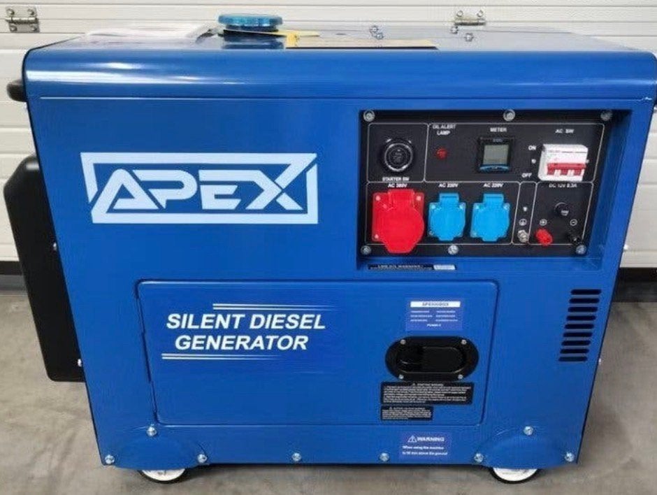Nieuw Diesel aggregaat Apex 6500 watt electrische start, Ophalen, Het goedkoopste adres, Nieuw, En gereedschappen