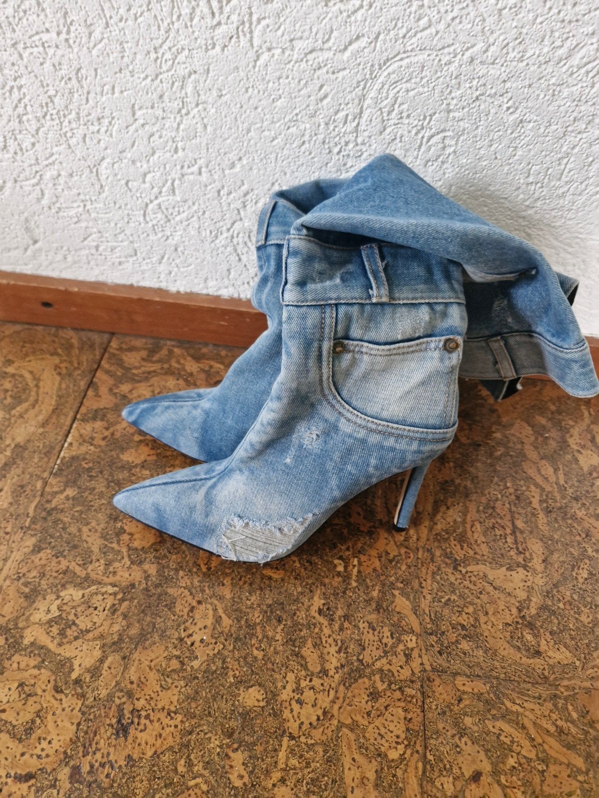 Denim Laarzen met Hoge Hak - Maat 37, Ophalen of Verzenden, Nieuw, Blauw, Schoenen met hoge hakken