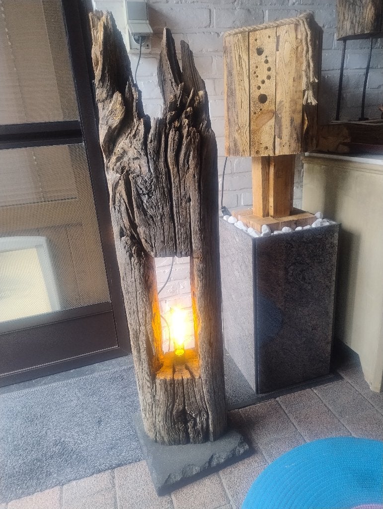 Staan lamp, Huis en Inrichting, Lampen | Vloerlampen, Ophalen, Nieuw, Hout, 100 tot 150 cm