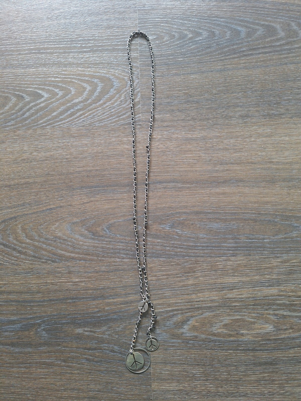 Ketting Boho zwart zilver, Ophalen of Verzenden, Zo goed als nieuw, Zilver, Overige materialen