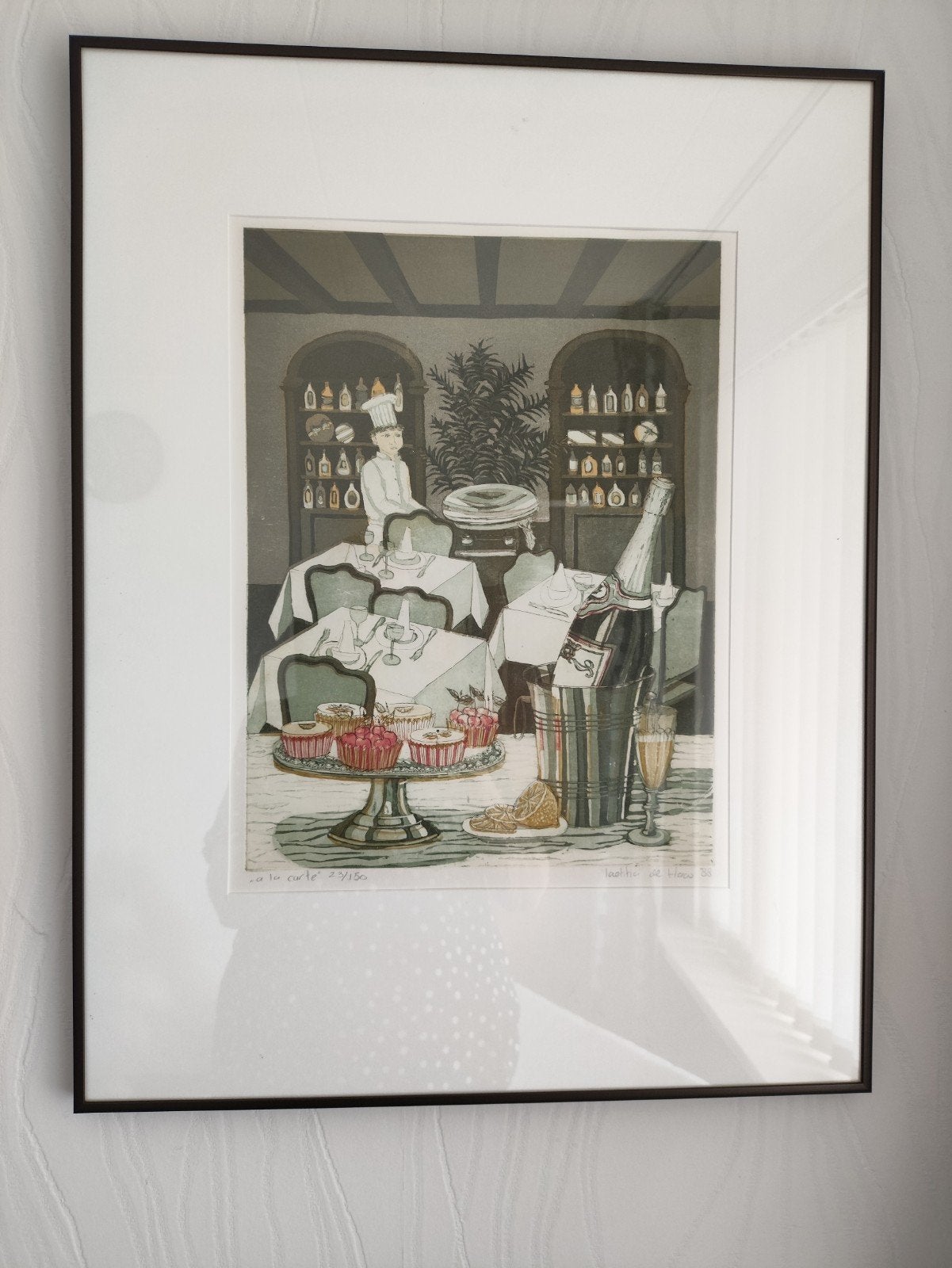 A la carte Genummerd en gesigneerd ets door Laetitia de Haas, Ophalen, Dagelijks leven, Genummerd, 1950 - 1999