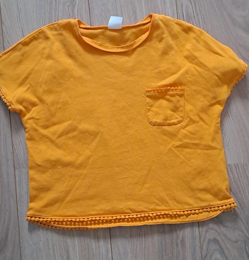 Zara Girls oranje T-shirt met Zakje - Maat 164, Kinderen en Baby's, Kinderkleding | Maat 164, Meisje, Nieuw, Ophalen of Verzenden