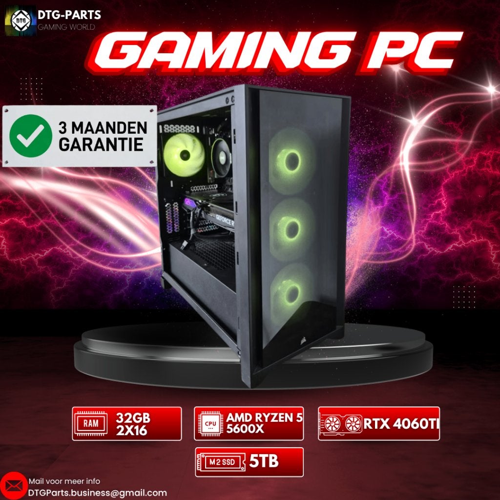 Gaming PC // RTX 4060 ti 16GB & AMD 5 5600X & 32GB & 2TB, Ophalen, 5 TB, 7604 HM, 32 GB