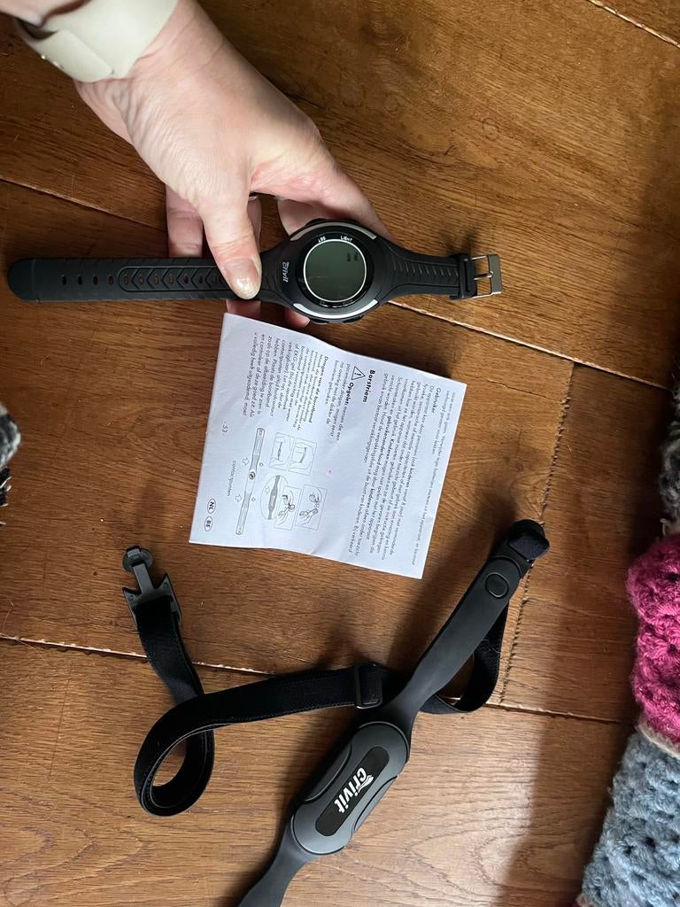 Crivit sporthorloge met hartslagmeter, Gebruikt, Hartslag, Zwart, Ophalen of Verzenden