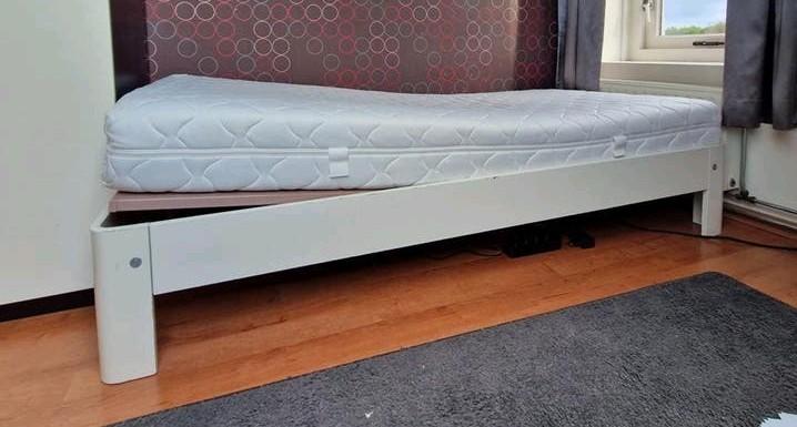 Auping auronde bed 90x200 met spiraalbodem en evt matras, 85 tot 100 cm, Gebruikt, Ophalen of Verzenden, Matras