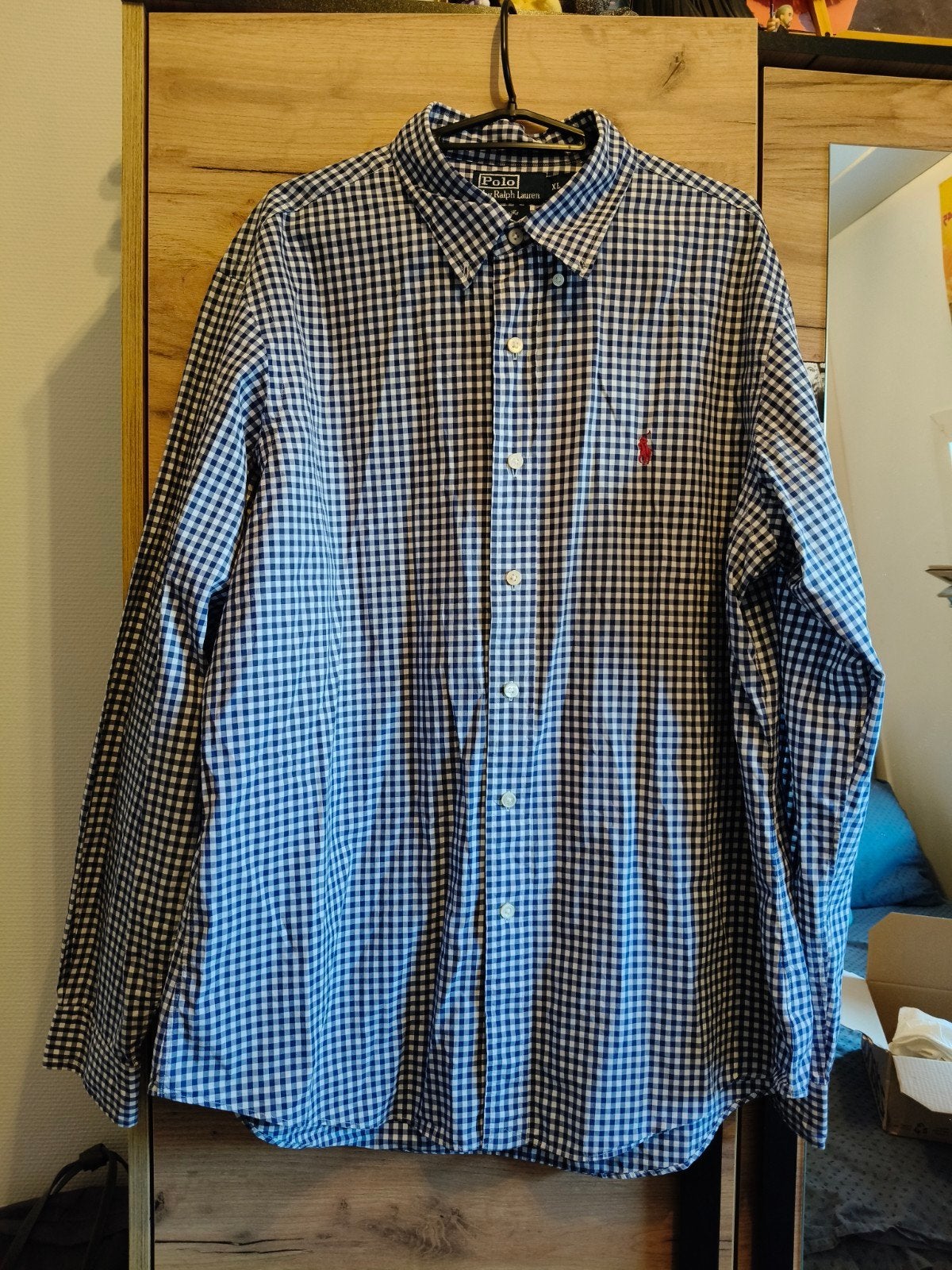 Polo Ralph Lauren Geruit Overhemd - Maat XL, Kleding | Heren, Overhemden, Zo goed als nieuw, Overige halswijdtes, Blauw, Ophalen of Verzenden