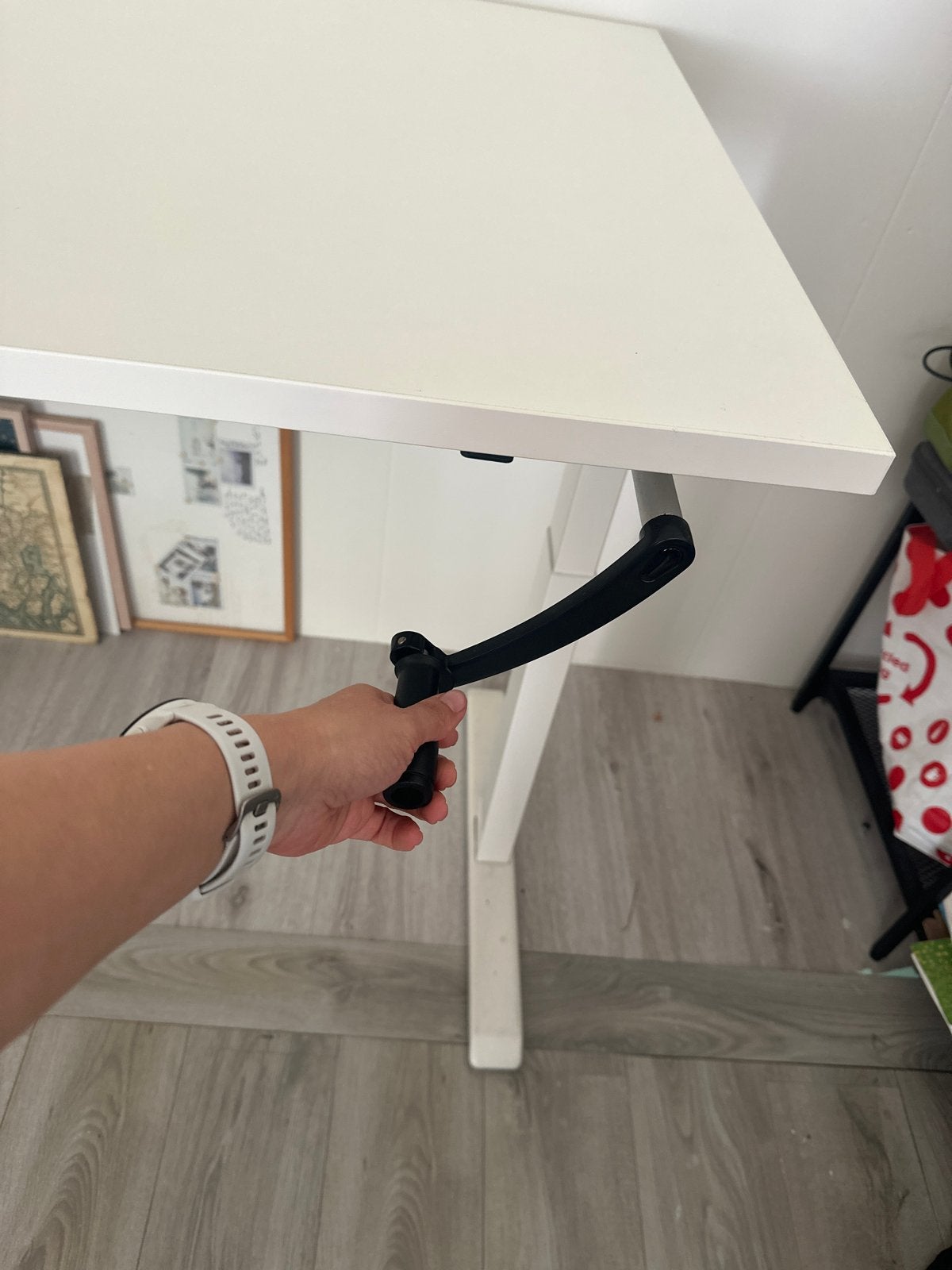 Ikea handmatig verstelbaar zit-sta bureau, Ophalen of Verzenden, Zo goed als nieuw, 75 cm of meer, 60 cm of meer