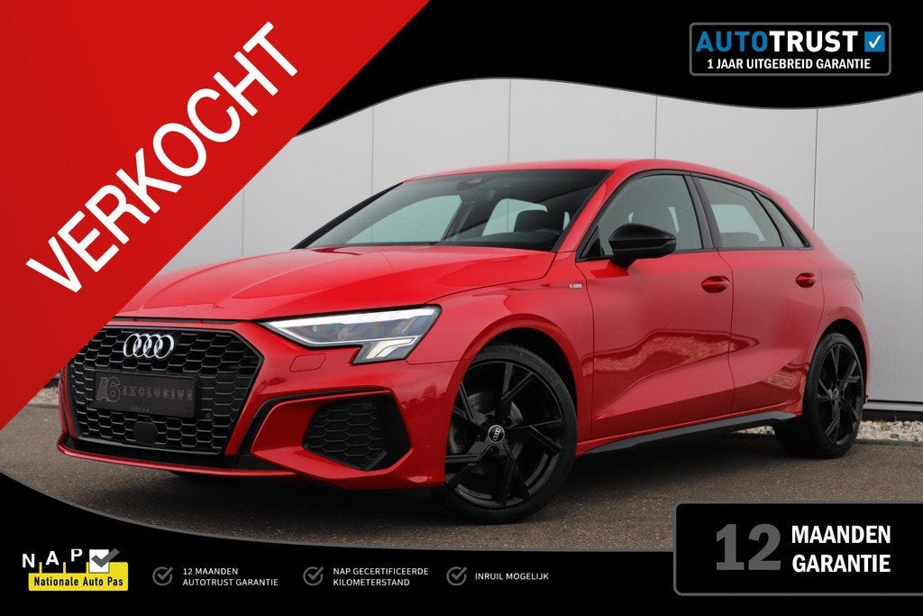 Audi A3 Sportback 30 TFSI S edition Sport Black Edition Auto, Auto's, Audi, Gebruikt, Leder en Stof, Origineel Nederlands, Bedrijf