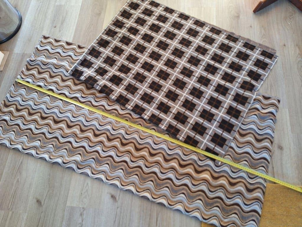 2 x stretch jacquard stof retro patroon, Bruin, 120 cm of meer, Nieuw, Ophalen of Verzenden
