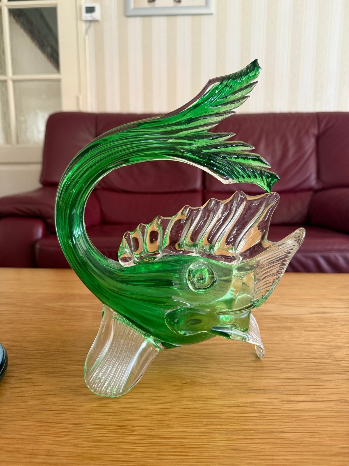 Groene Glazen Vis Decoratie, Verzamelen, Ophalen, Zo goed als nieuw, Dier