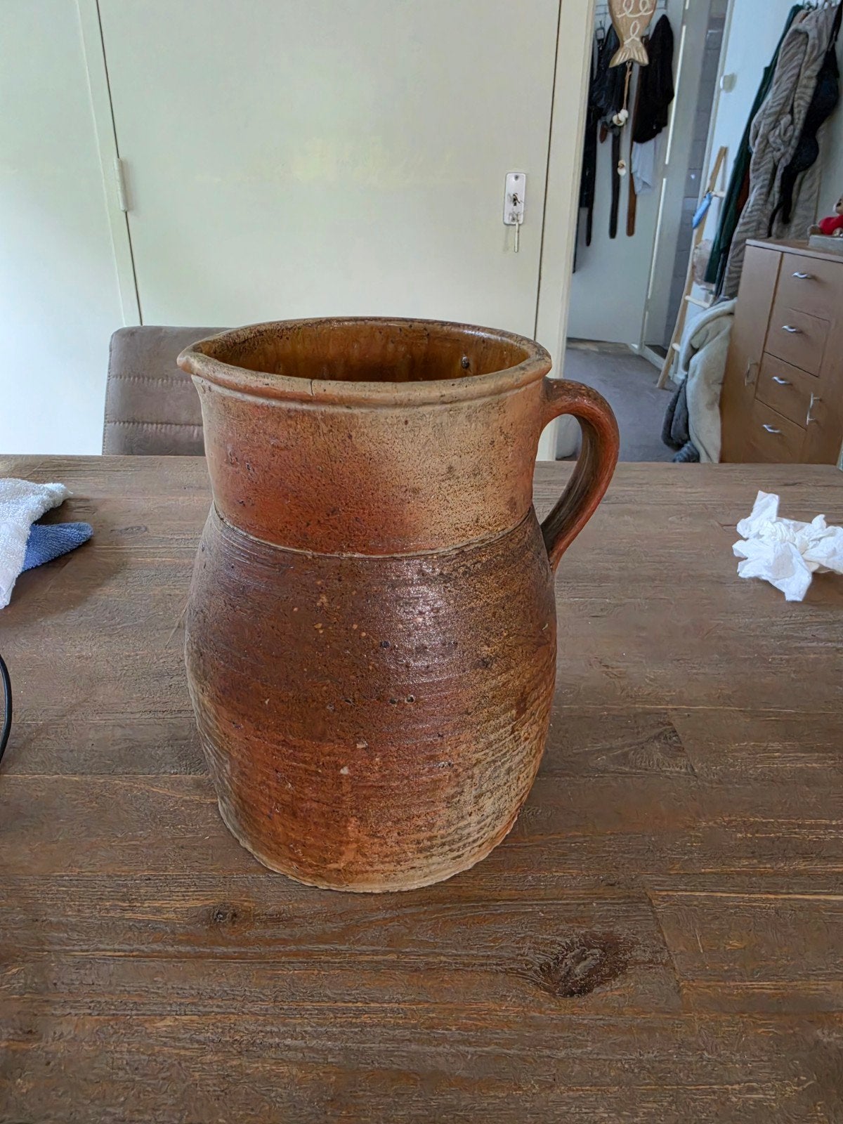 Antieke Aardewerk Karaf - 19,5 cm hoog, Ophalen of Verzenden