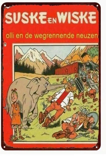 Metalen wandbord met Suske en Whiske (02)., Verzenden, Suske en Wiske, Nieuw, Overige typen