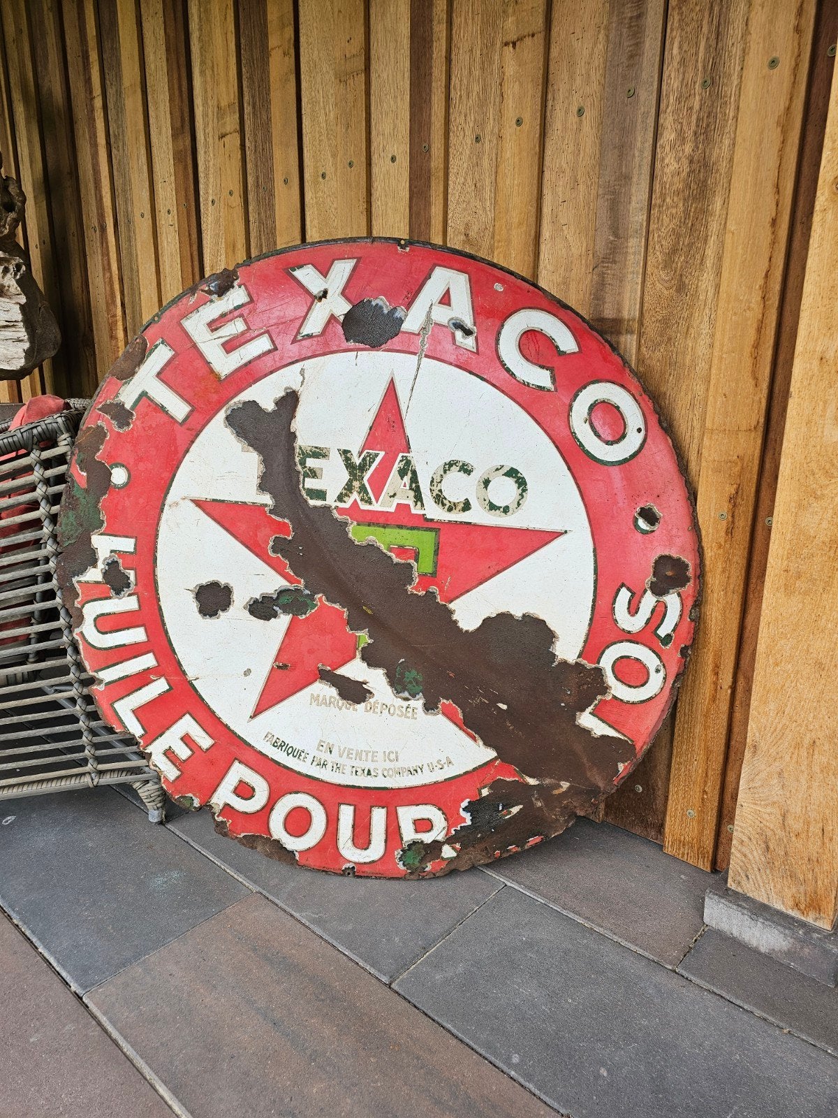 Archeologische opgraving Texaco emaille reclamebord, Ophalen of Verzenden, Gebruikt, Reclamebord