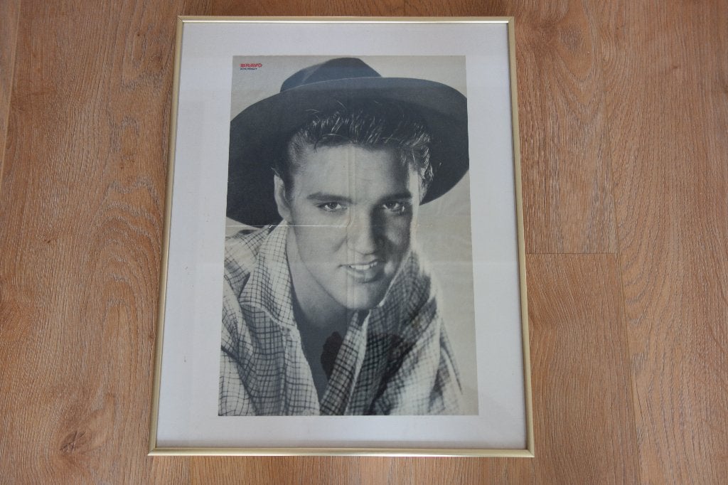 Affiche Elvis Presley ingelijst, Ophalen of Verzenden, Zo goed als nieuw, Poster, Artwork of Schilderij