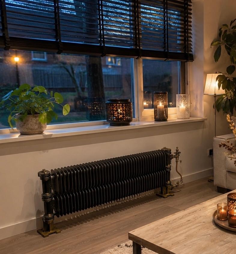 Antieke gietijzeren radiator, Doe-het-zelf en Verbouw, Verwarming en Radiatoren, 30 tot 80 cm, Gebruikt, Radiator, 150 cm of meer
