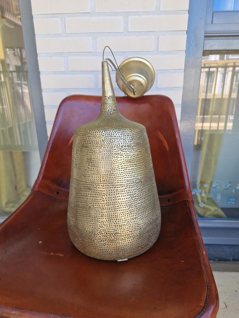Zenza hanglamp, messing, geperforeerd, Marokkaanse stijl, 50 tot 75 cm, Ophalen of Verzenden, Zo goed als nieuw, Marokkaans, Bohemian