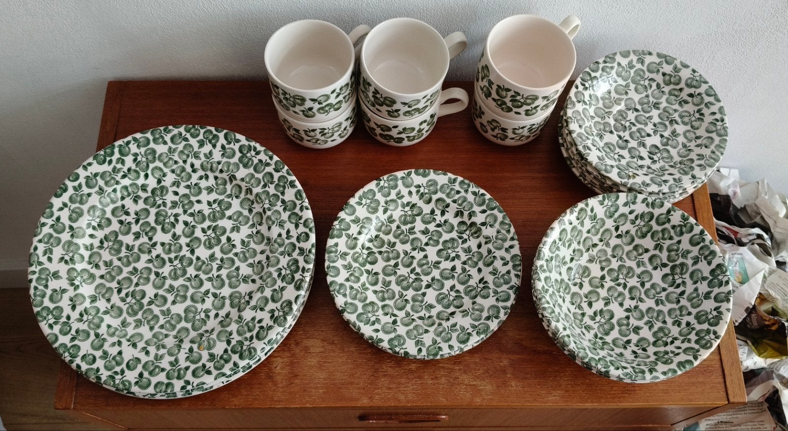 Prachtig Vintage Engels Servies EIT Orchard Groen (17-delig), Vintage, Ophalen of Verzenden, Zo goed als nieuw, Aardewerk