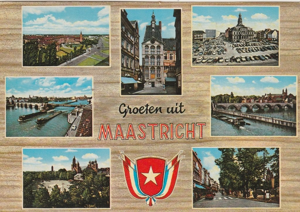 MAASTRICHT Panorama Maas Dinghuis Markt Groeten, Verzenden, 1960 tot 1980, Gelopen, Limburg