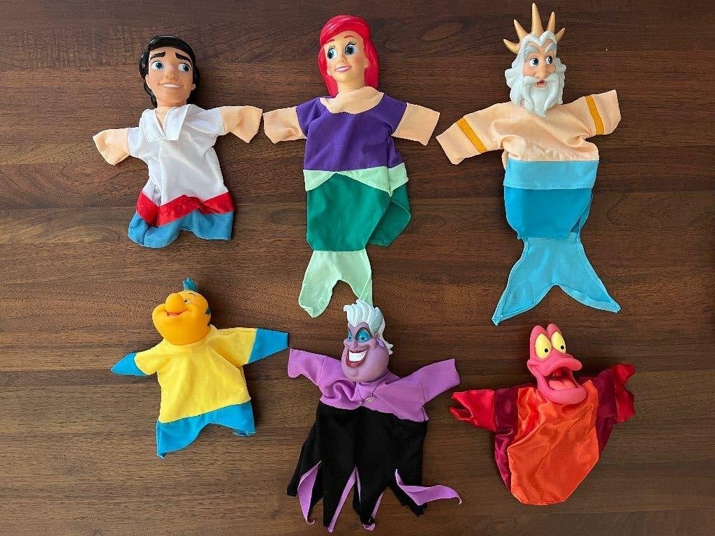 Disney handpoppen / poppenkastpoppen Ariel - 6 st, Ophalen, Pocahontas of Kl. Zeemeermin, Zo goed als nieuw, Beeldje of Figuurtje