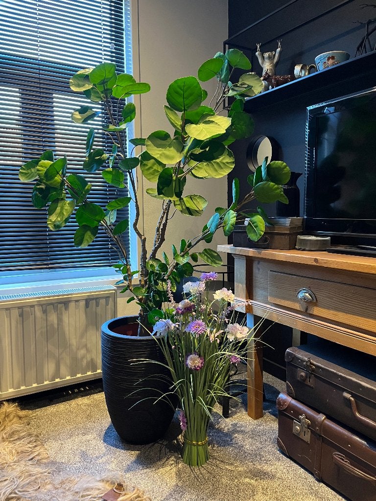 Kunstplant met pot en bos kunstbloemen, Huis en Inrichting, Ophalen, Binnen, Groen, Kunstplant