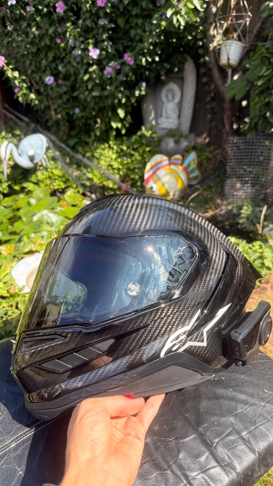 Alpinestars R10 full carbon motorhelm met Sena 60S maat M, Overige merken, M, Ophalen of Verzenden, Integraalhelm