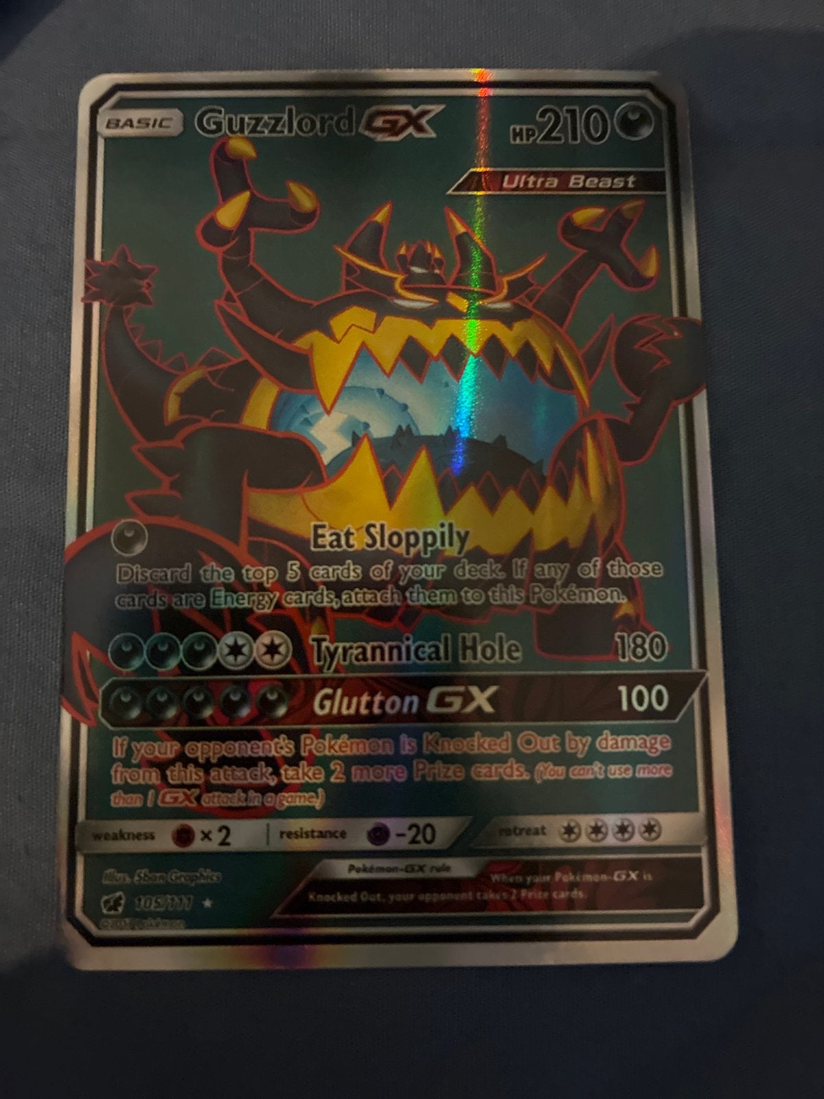 Guzzlord GX Pokémon Kaart - Ultra Beast, Ophalen of Verzenden, Zo goed als nieuw, Losse kaart, Foil