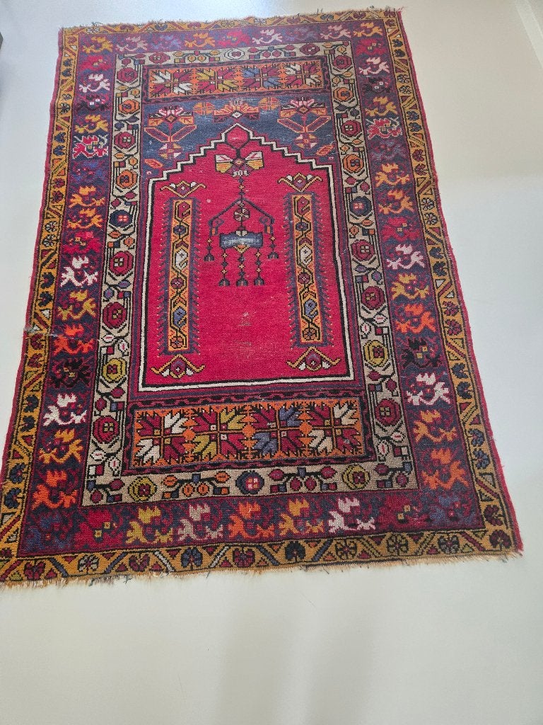 Handgeknoopt Perzisch tapijt - Rood met patronen, Ophalen of Verzenden