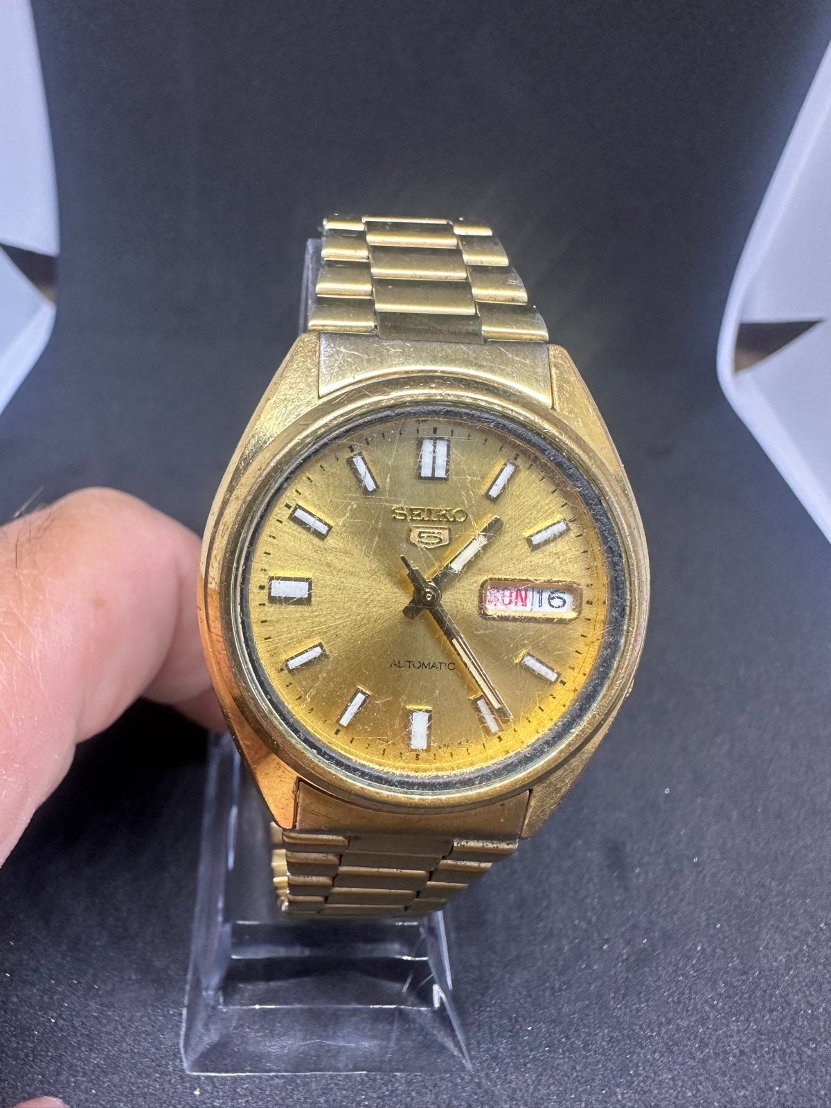 Seiko 5 Automatic, Gebruikt, Polshorloge, Ophalen of Verzenden, Overige materialen