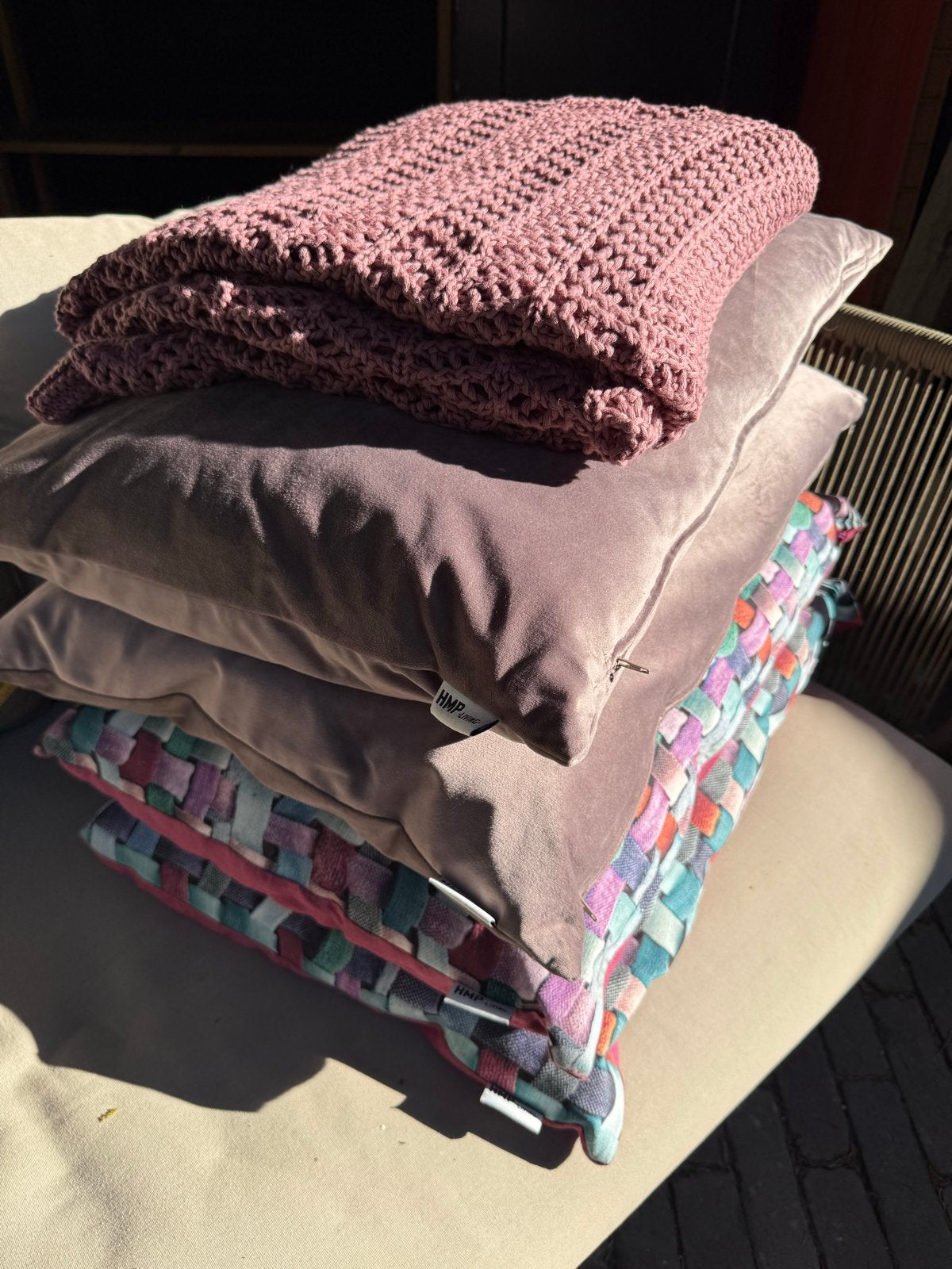 Plaid en kussenset - Zo goed als nieuw, Overige merken, Meerkleurig, Zo goed als nieuw, Sierkussen