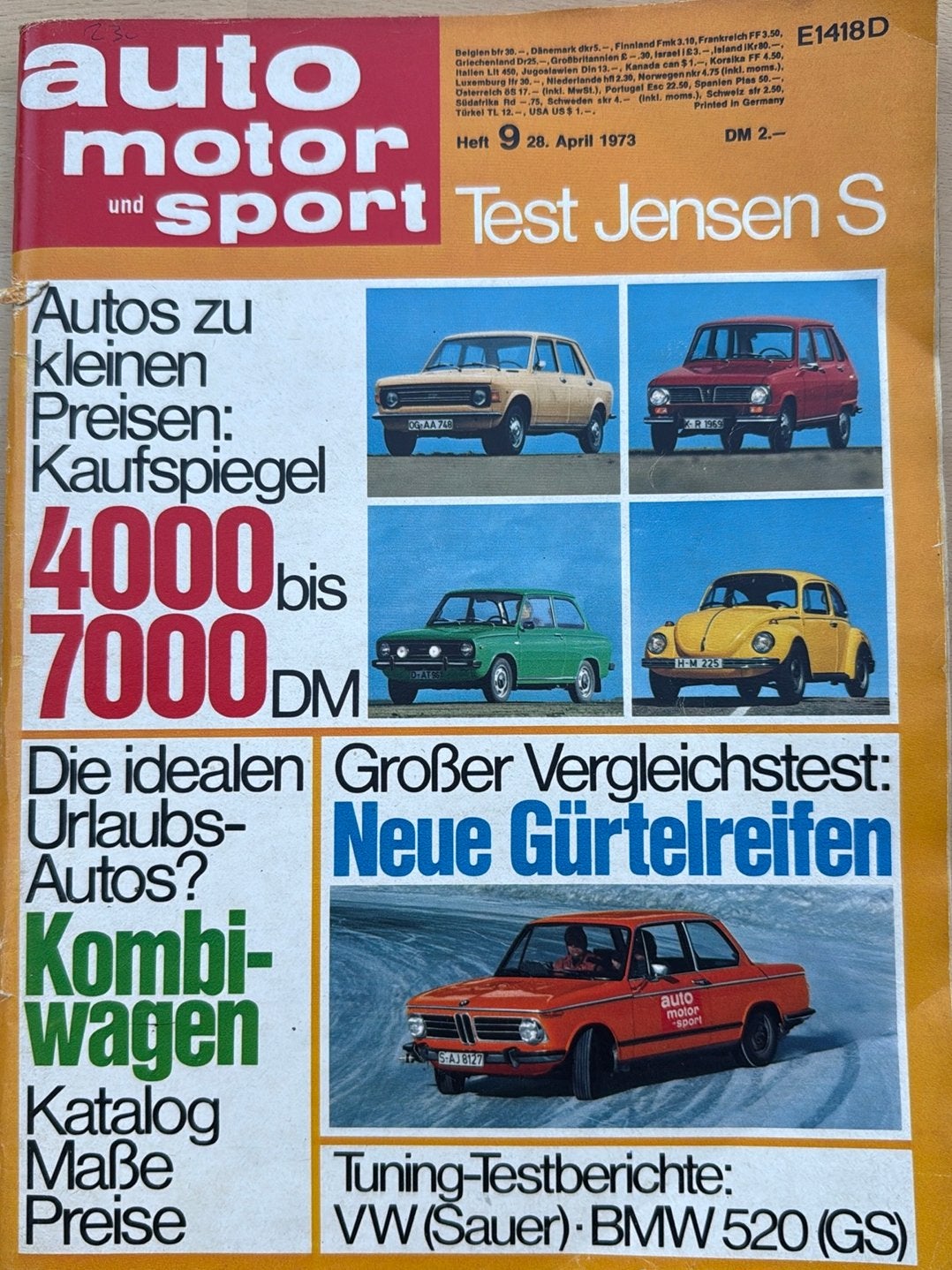 Auto motor und sport 1973 9: BMW/Jensen/VW, Ophalen of Verzenden, Gelezen