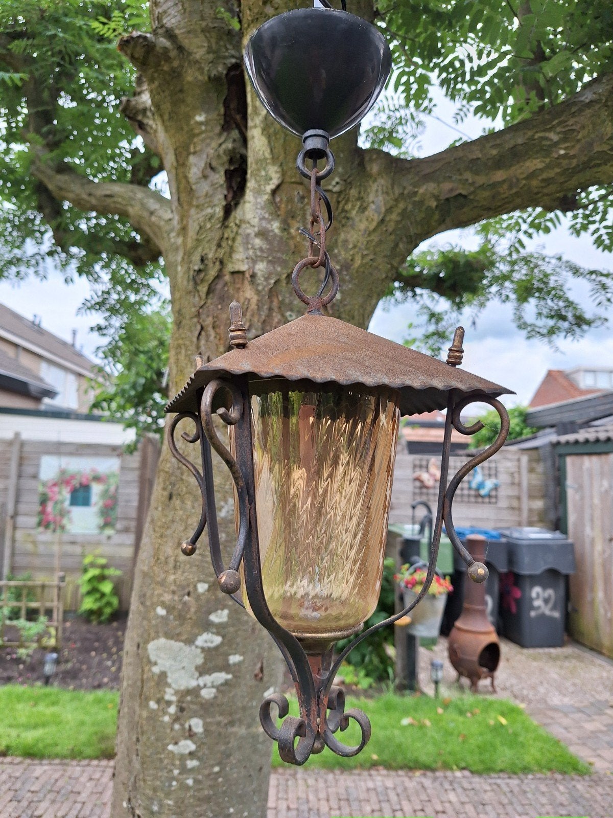 Hanglamp, Tuin en Terras, Buitenverlichting, Gebruikt, Wandlamp, Ophalen of Verzenden, Netvoeding