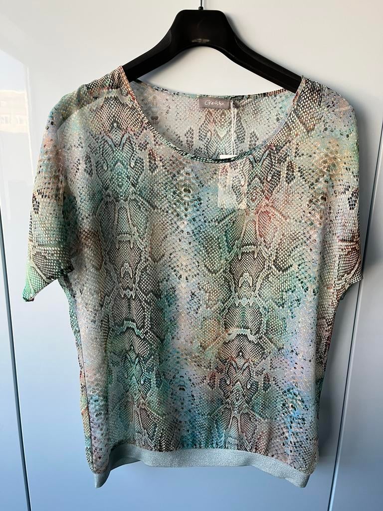 Geisha t shirt groen slangenprint doorzichtig maat 36 nieuw, Nieuw, Ophalen of Verzenden, Korte mouw, Maat 36 (S)