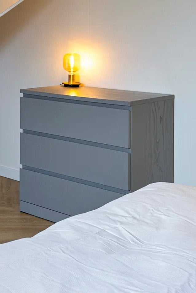 Ikea MALM Ladekast Grijs - 3 Lades (80x48x78 cm), Ophalen, 50 tot 100 cm, Zo goed als nieuw, 3 of 4 laden