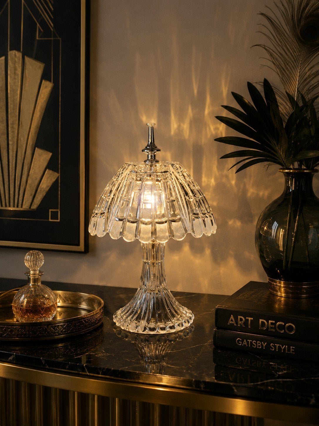 Vintage boudoir lamp van 24% loodkristal - Kristal Zajecar, Huis en Inrichting, Ophalen of Verzenden, Gebruikt, Glas, Vintage