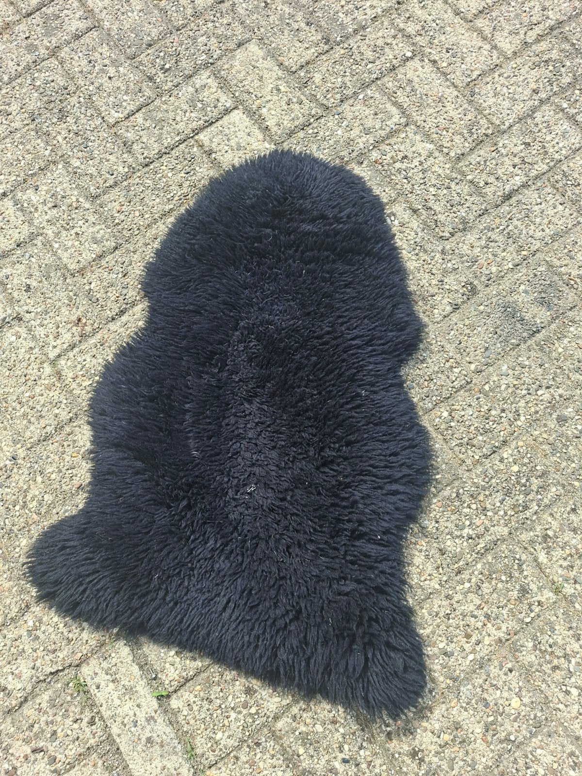Zwarte schapenvacht - Echt en zacht, Ophalen of Verzenden, Gebruikt, Rechthoekig, 50 tot 100 cm