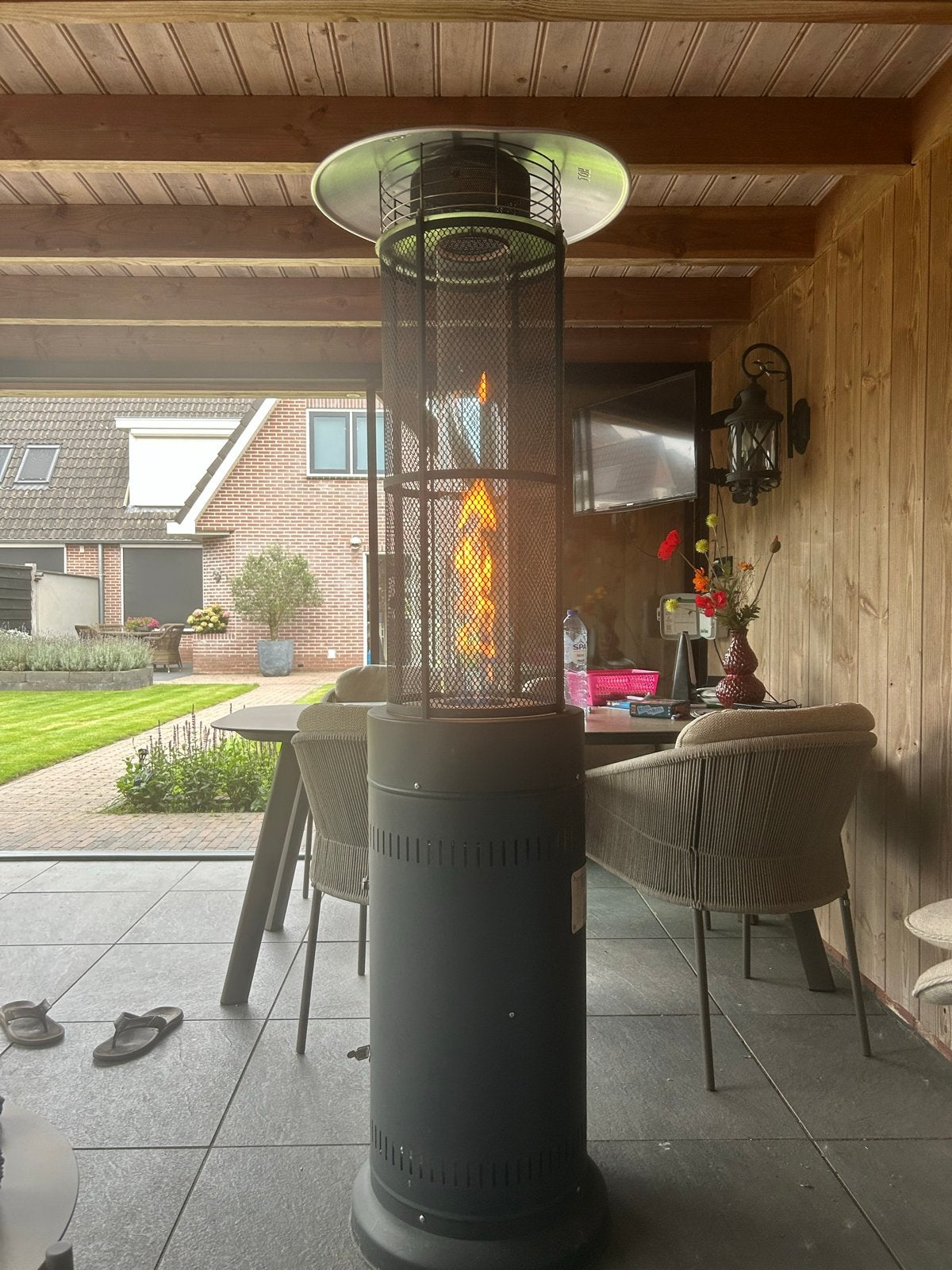Mooie terras heater op gas incl 2 gasflessen, Ophalen, Gebruikt, Waterbestendig, Vloer