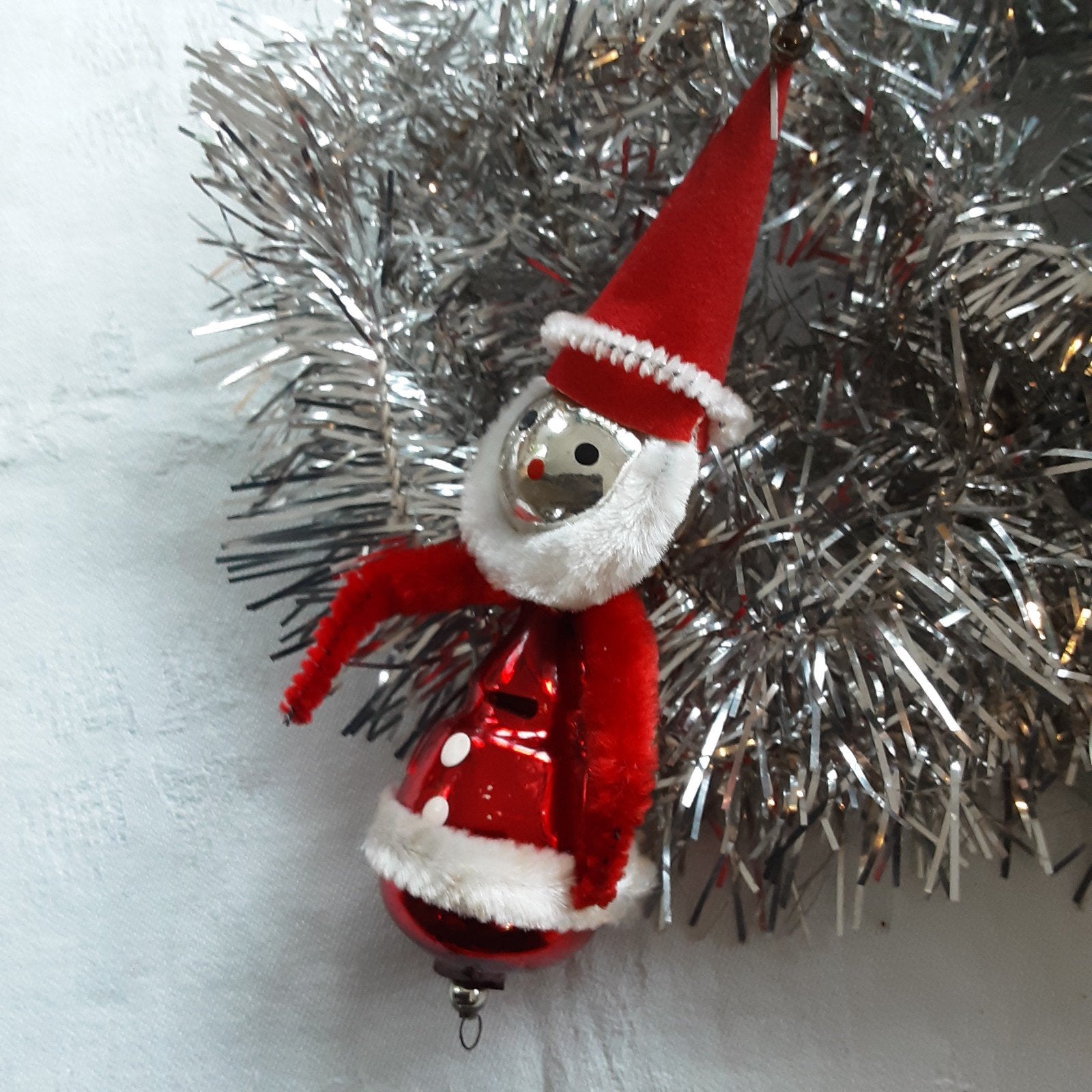 Oude Kerstbal gablonzer kerstman, Ophalen of Verzenden, Gebruikt