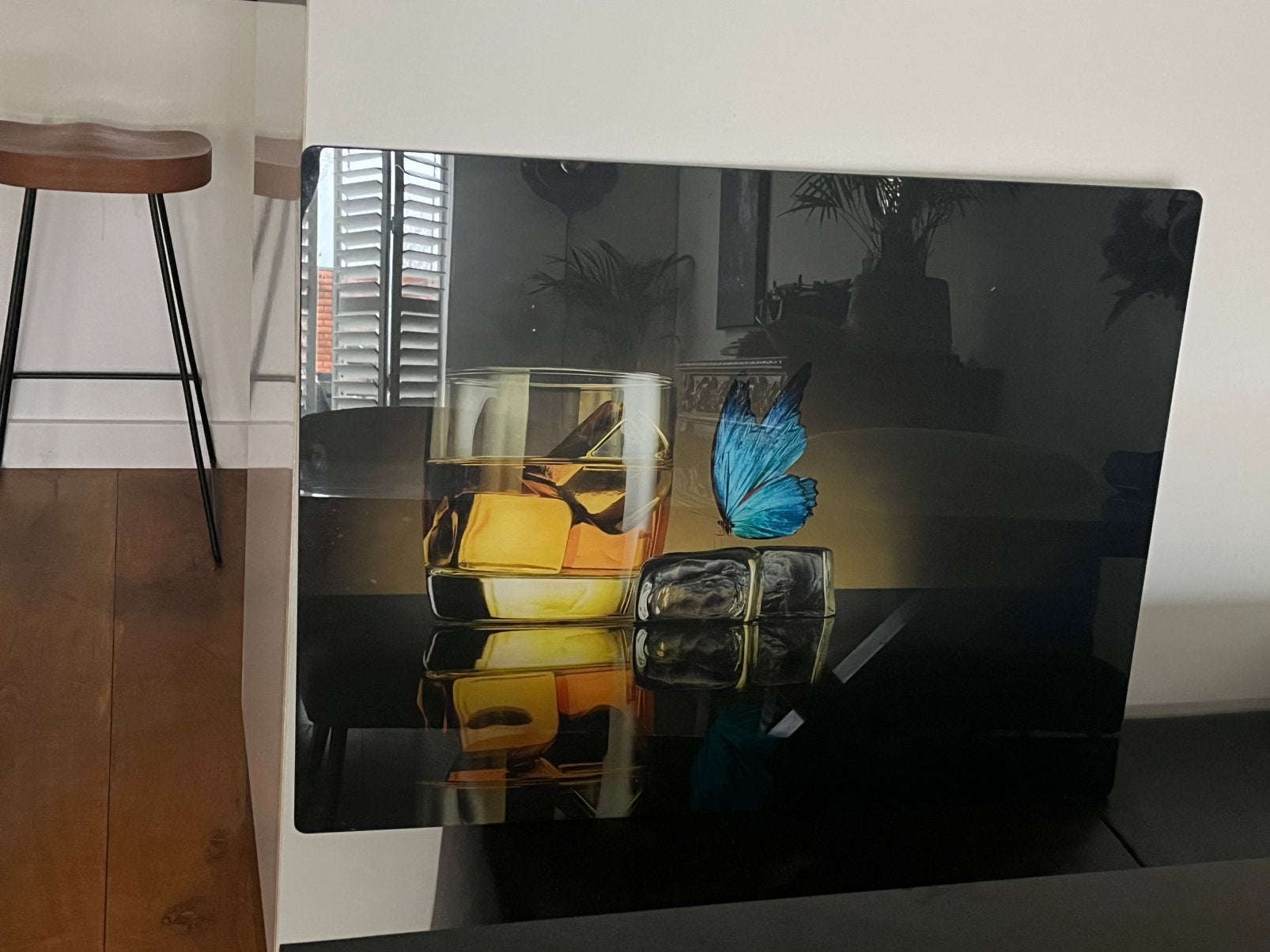 Glasplaat/ spatwand vlinder, Ophalen, 50 tot 100 cm, Zo goed als nieuw, Minder dan 25 cm