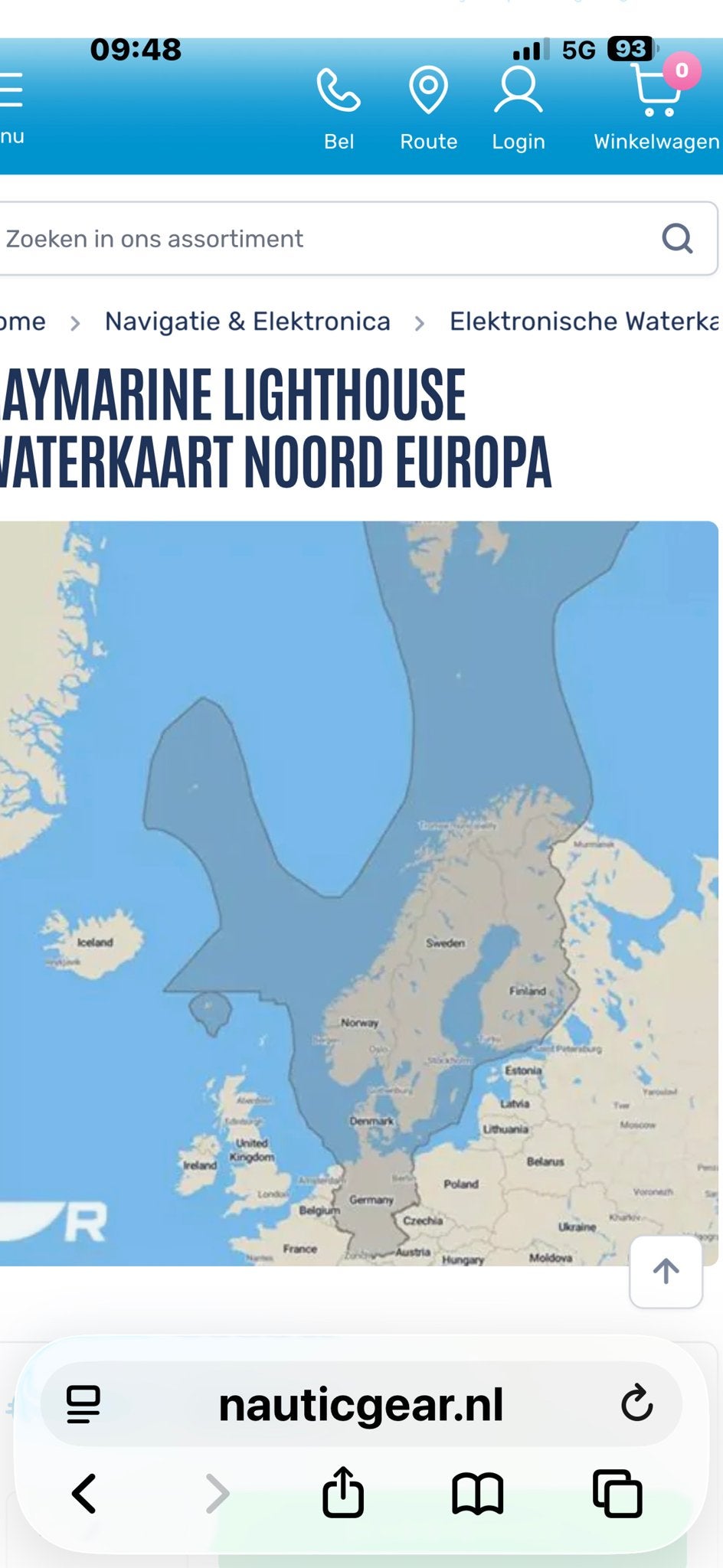 Raymarine Lighthouse Waterkaart Noord Europa, Ophalen of Verzenden, Nieuw, Kaartplotter of Fish Finder