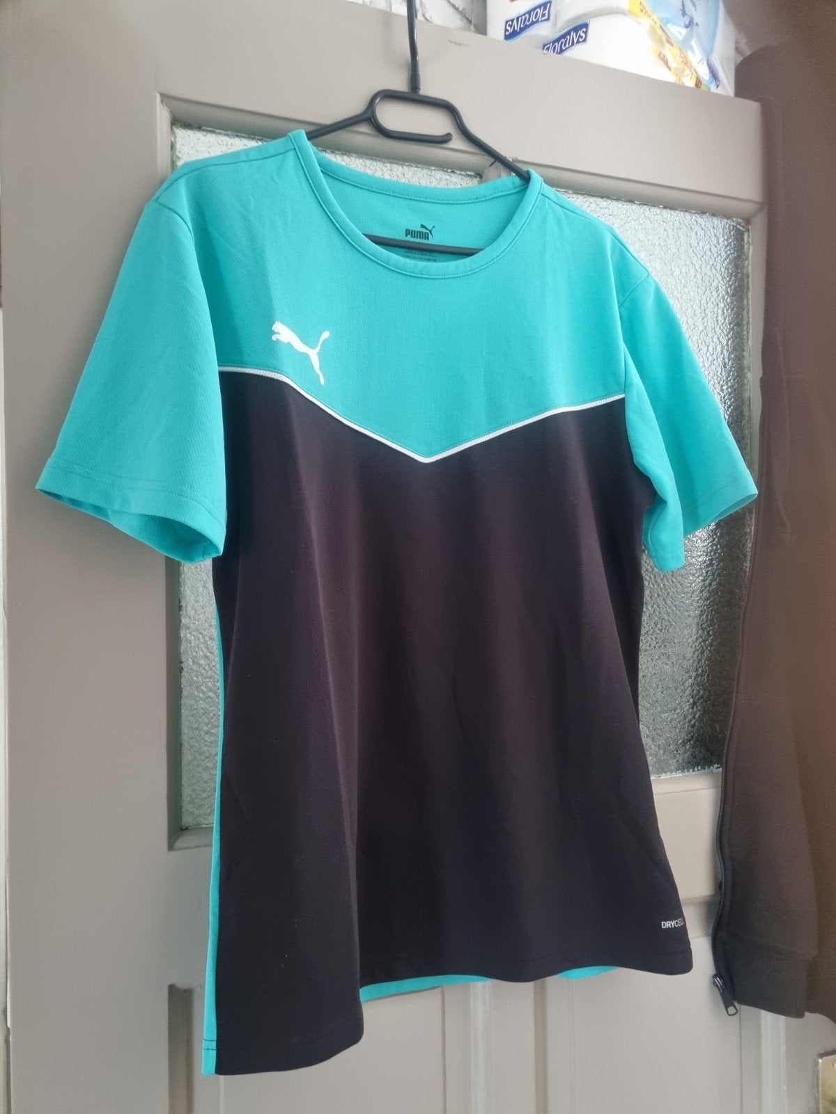 Puma sportshirt, turquoise/zwart, maat M, Ophalen, Maat 42/44 (L), Puma, Blauw